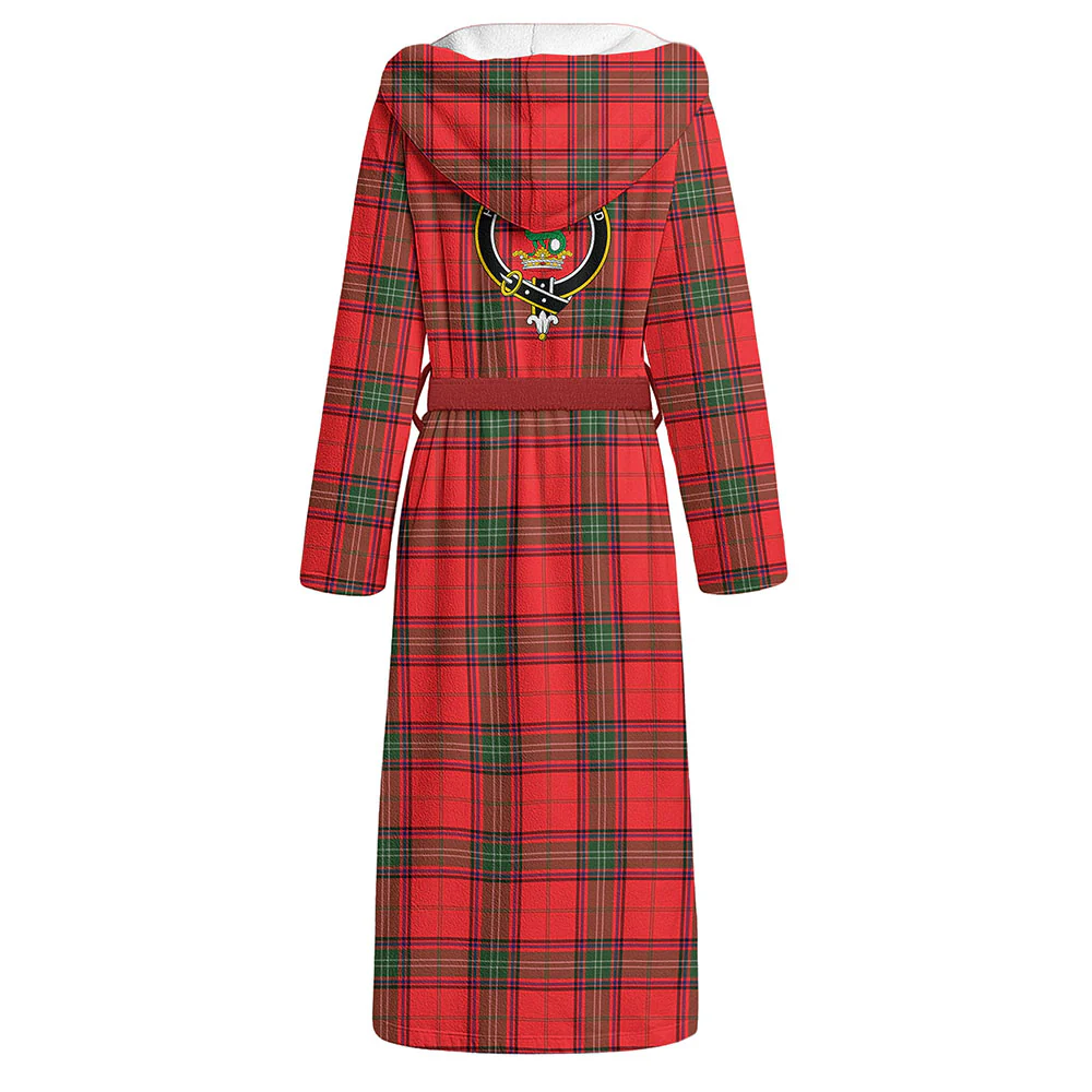 Scottish Seton Modern Clan Badge Tartan Flannel Hooded Bathrobe - Image 3