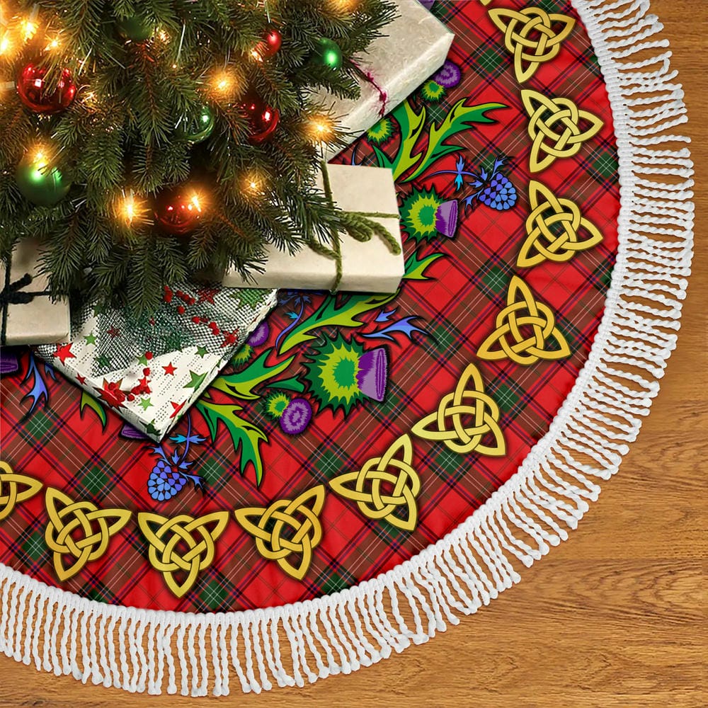 Scottish Seton Modern Tartan Thistle Celtic Knot Christmas Tree Skirt - Image 5