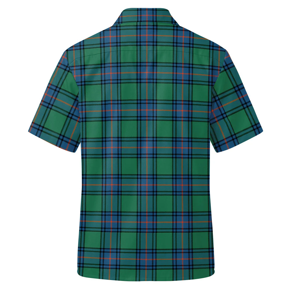 Scottish Shaw Ancient Clan Badge Tartan Short Sleeve Work Shirt - Image 3