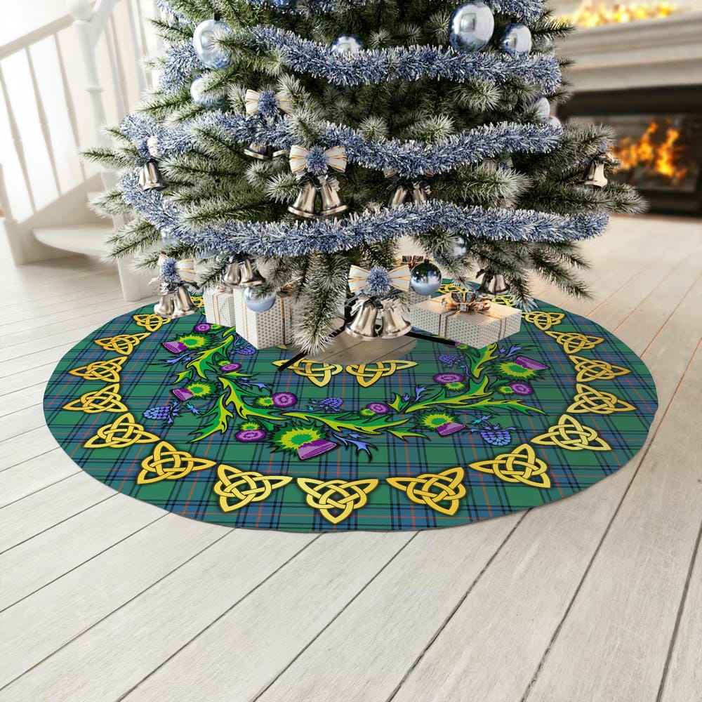Scottish Shaw Ancient Tartan Thistle Celtic Knot Christmas Tree Skirt - Image 3
