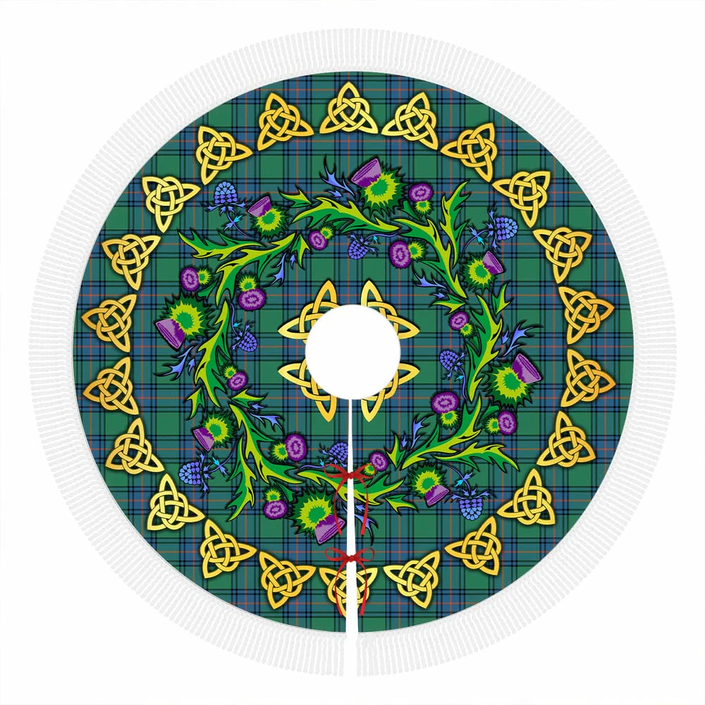 Scottish Shaw Ancient Tartan Thistle Celtic Knot Christmas Tree Skirt - Image 4