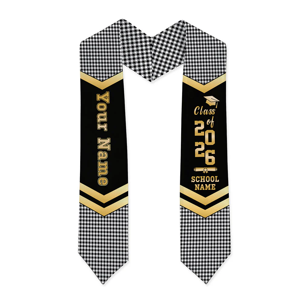 Scottish Shepherd Clan Badge Tartan Graduation Stole Black Gold Honor - Image 3