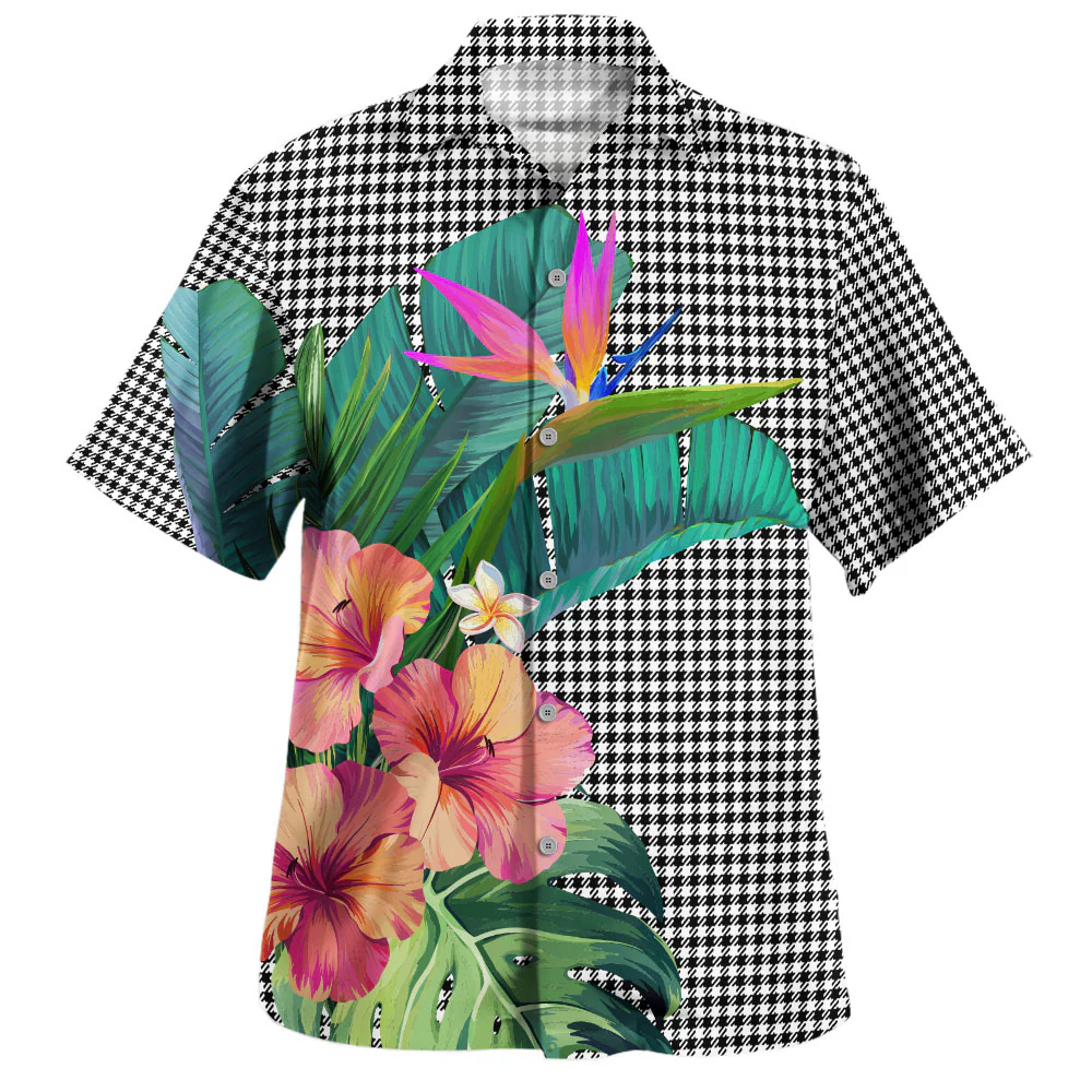 Scottish Shepherd Clan Badge Tartan Hawaiian Shirt Bouquet Tropical Style - Image 2