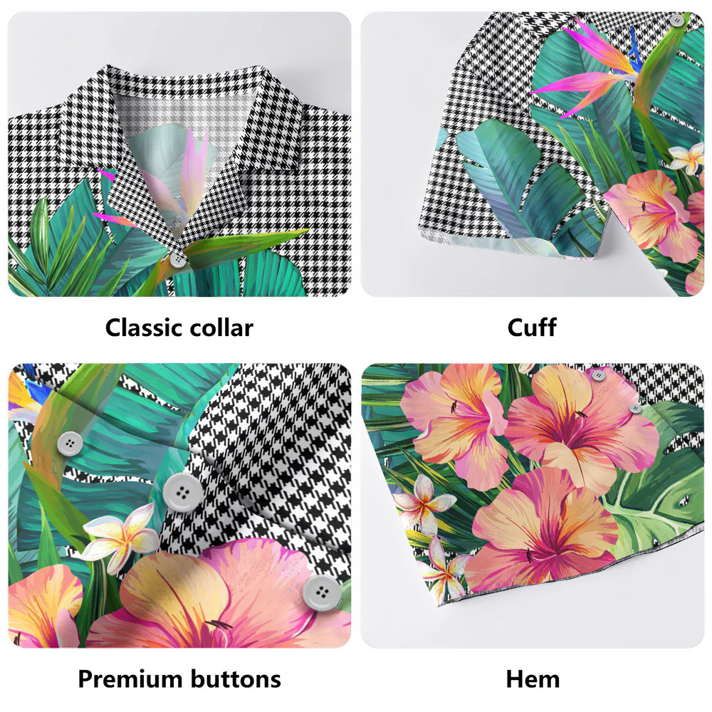 Scottish Shepherd Clan Badge Tartan Hawaiian Shirt Bouquet Tropical Style - Image 5
