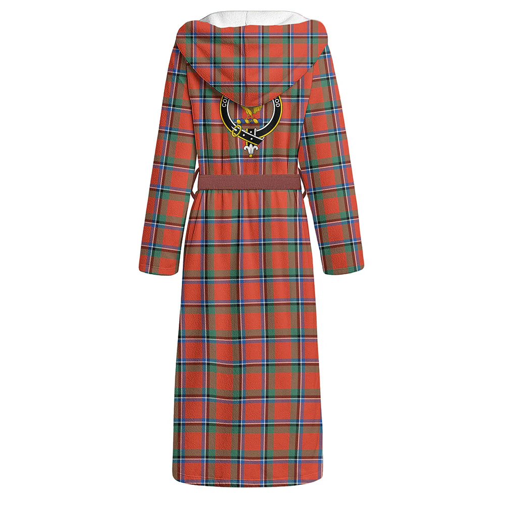 Scottish Sinclair Ancient Clan Badge Tartan Flannel Hooded Bathrobe - Image 3