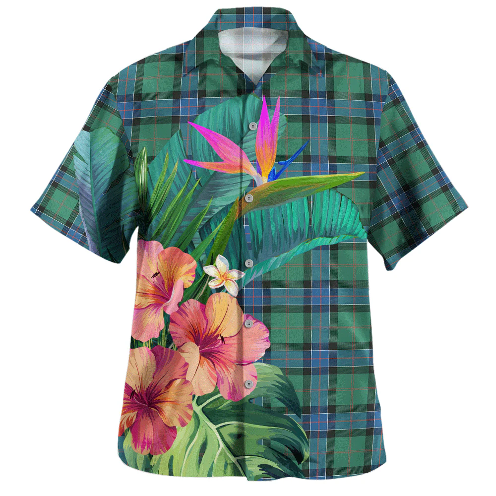 Scottish Sinclair Hunting Ancient Clan Badge Tartan Hawaiian Shirt Bouquet Tropical Style - Image 2