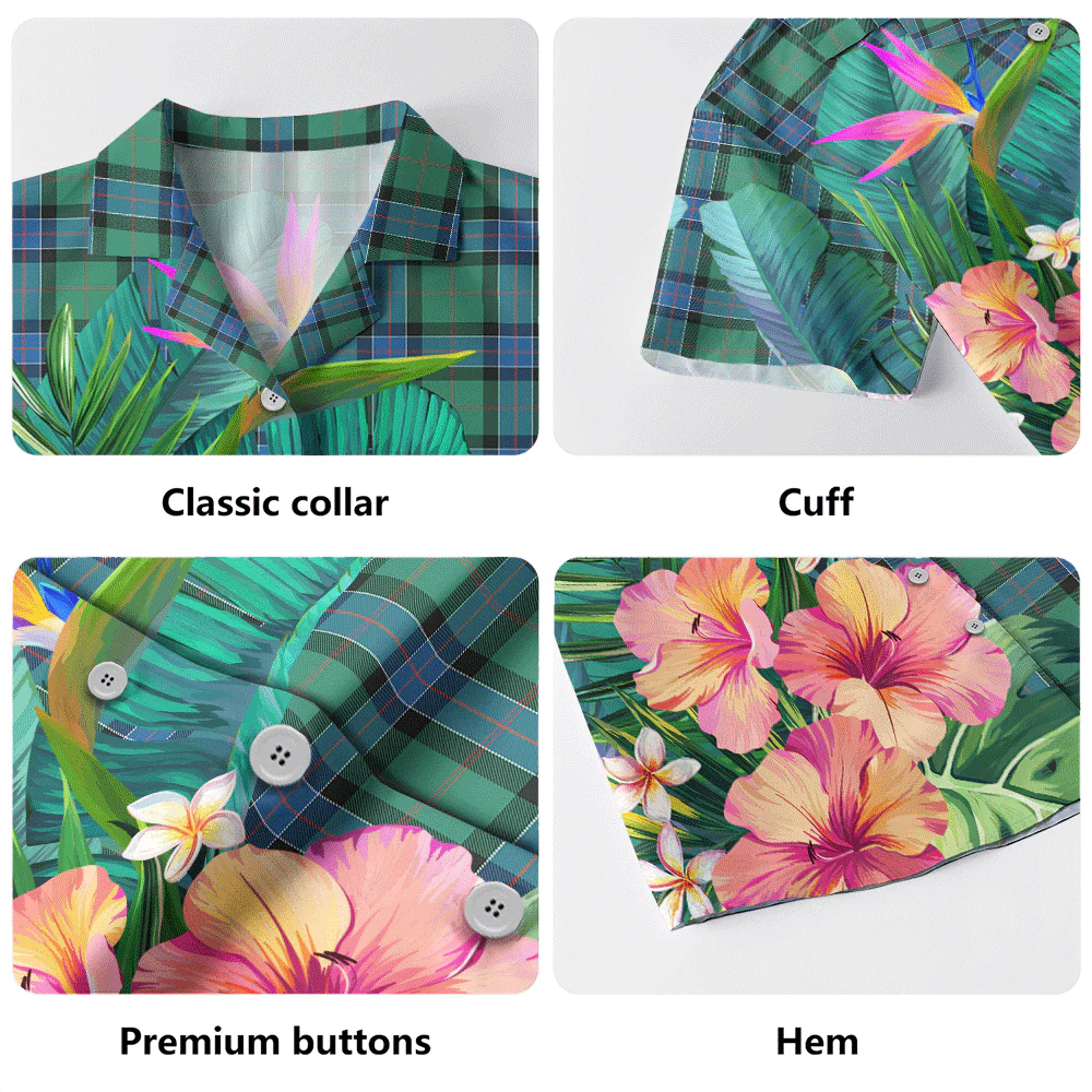 Scottish Sinclair Hunting Ancient Clan Badge Tartan Hawaiian Shirt Bouquet Tropical Style - Image 5