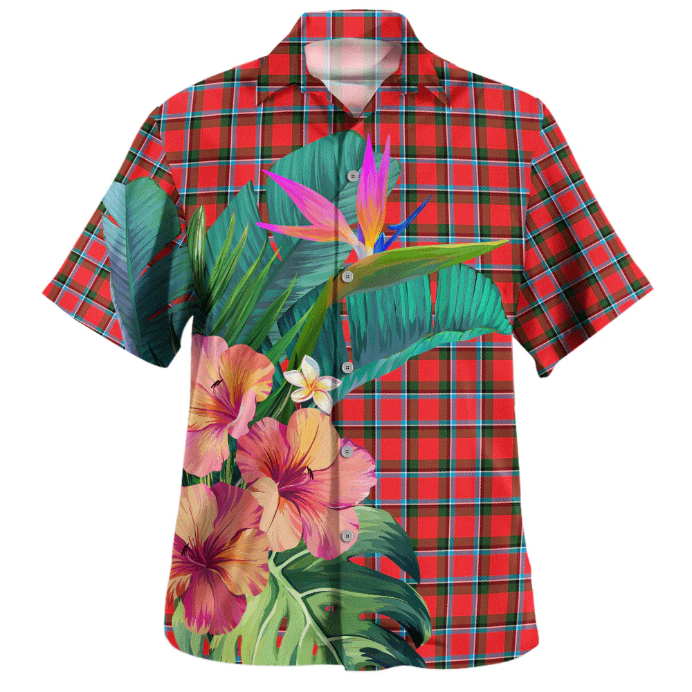 Scottish Sinclair Modern Clan Badge Tartan Hawaiian Shirt Bouquet Tropical Style - Image 2