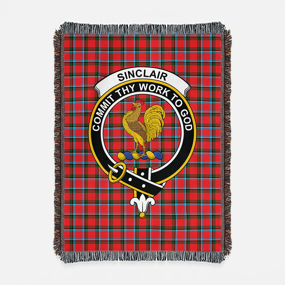 Scottish Sinclair Modern Clan Badge Tartan Woven Blanket - Image 2