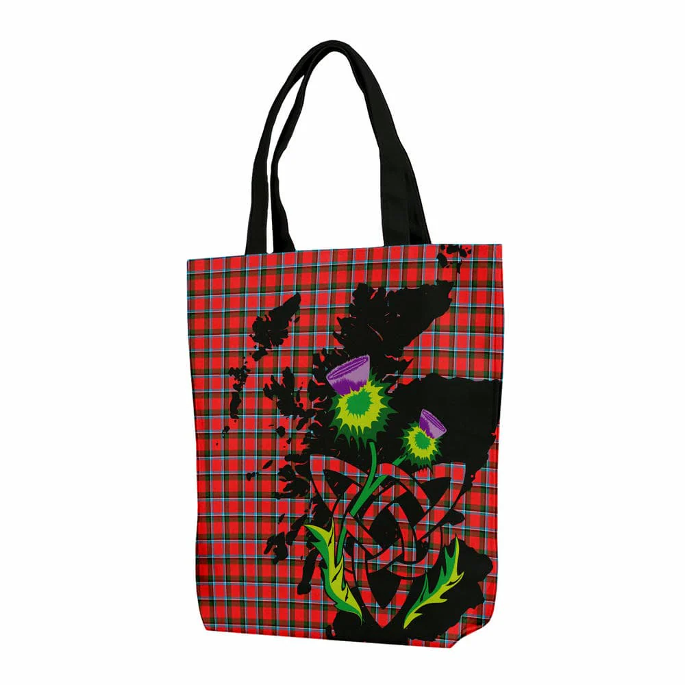 Scottish Sinclair Modern Tartan Canvas Bag With Shoulder Strap With Thistle