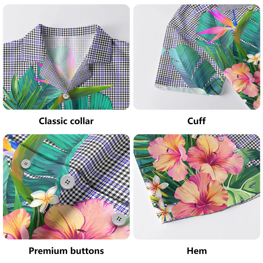 Scottish Sir Walter Scott Tartan Hawaiian Shirt Bouquet Tropical Style - Image 3