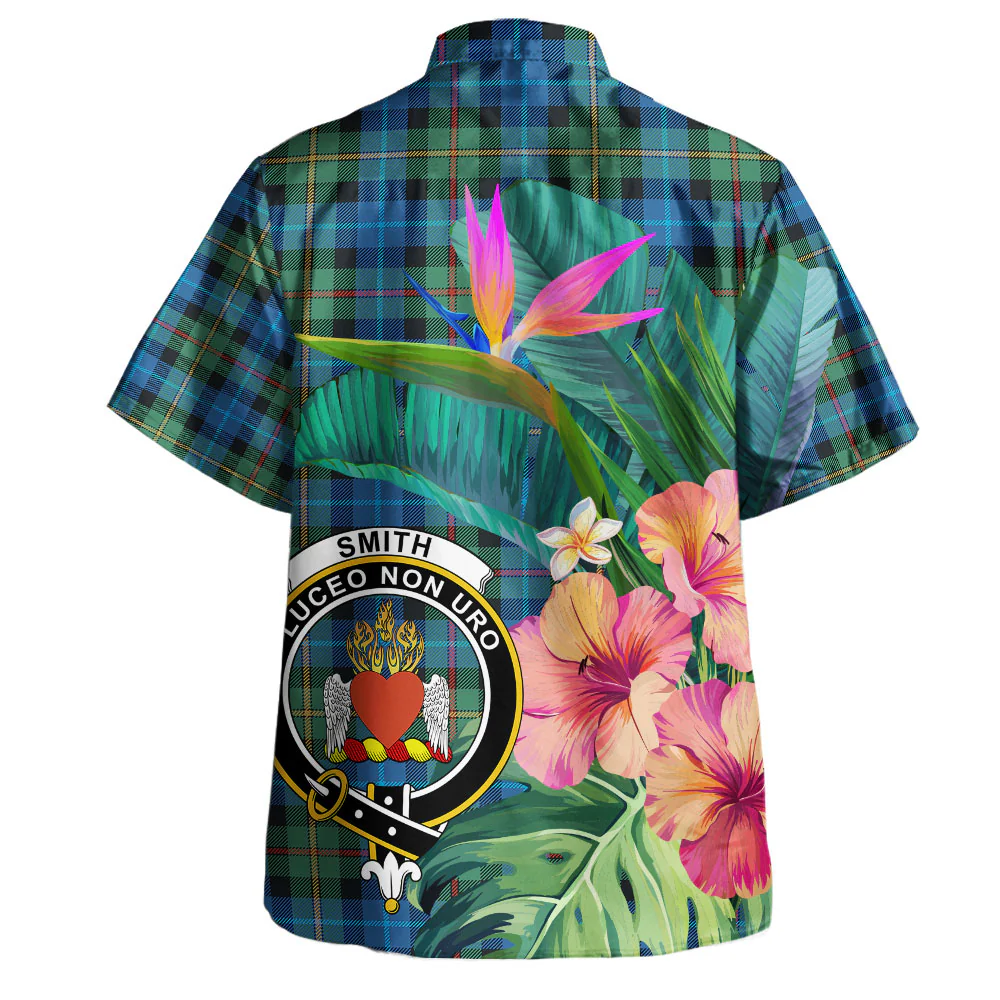 Scottish Smith Ancient Clan Badge Tartan Hawaiian Shirt Bouquet Tropical Style - Image 3