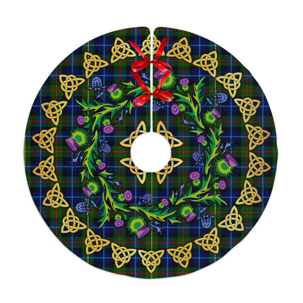 Scottish Smith Modern Tartan Thistle Celtic Knot Christmas Tree Skirt