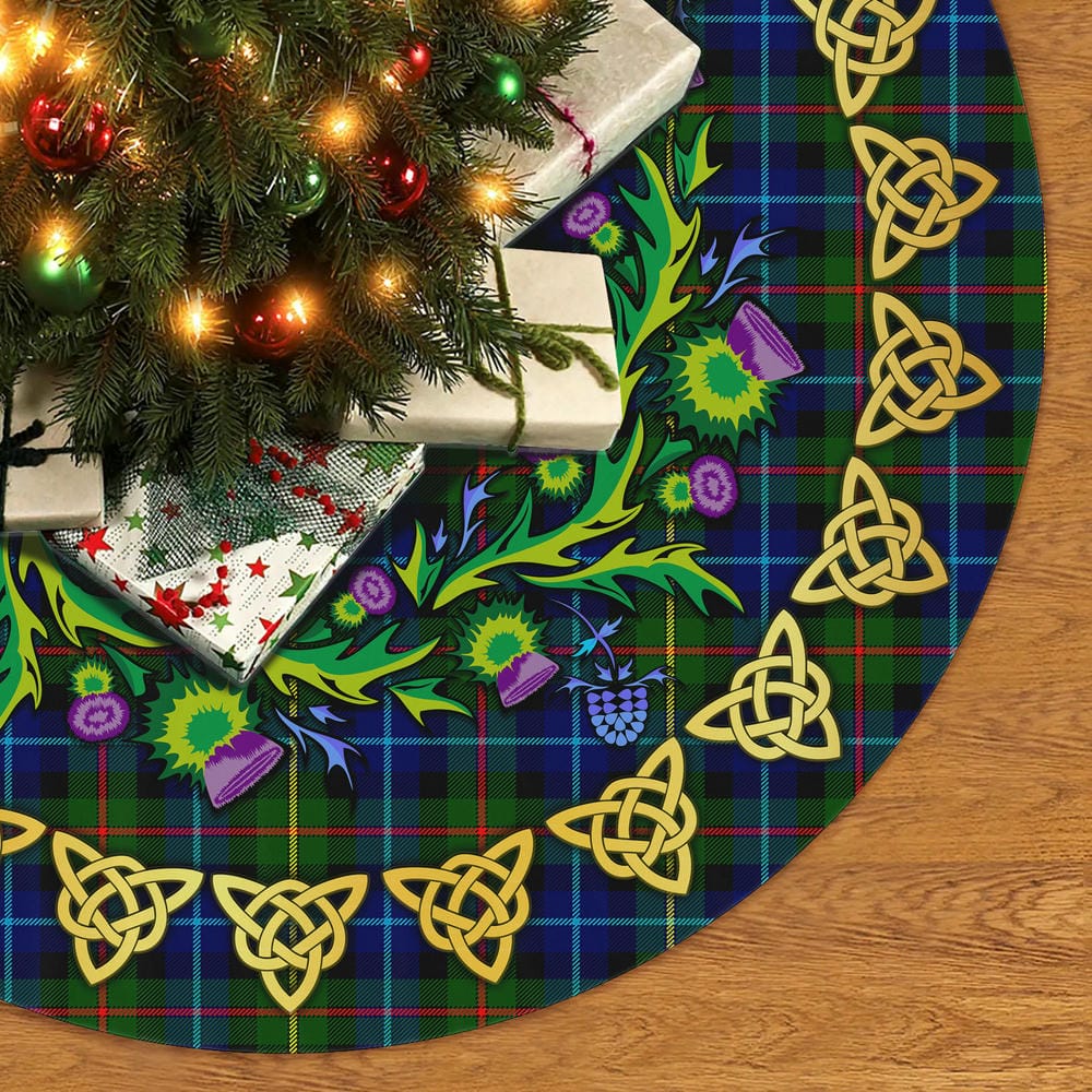 Scottish Smith Modern Tartan Thistle Celtic Knot Christmas Tree Skirt - Image 2