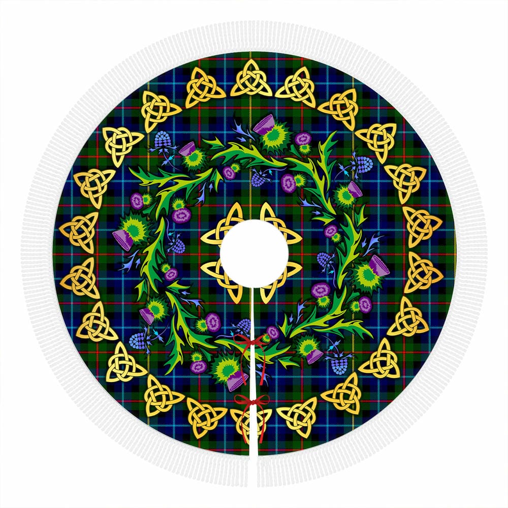 Scottish Smith Modern Tartan Thistle Celtic Knot Christmas Tree Skirt - Image 4