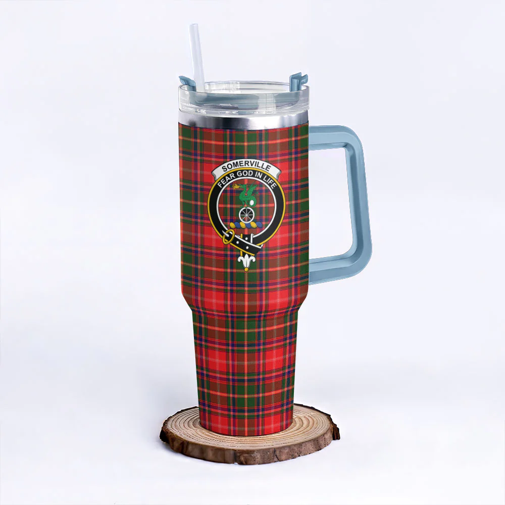 Scottish Somerville Modern Clan Badge Tartan 40oz Tumbler - Image 5
