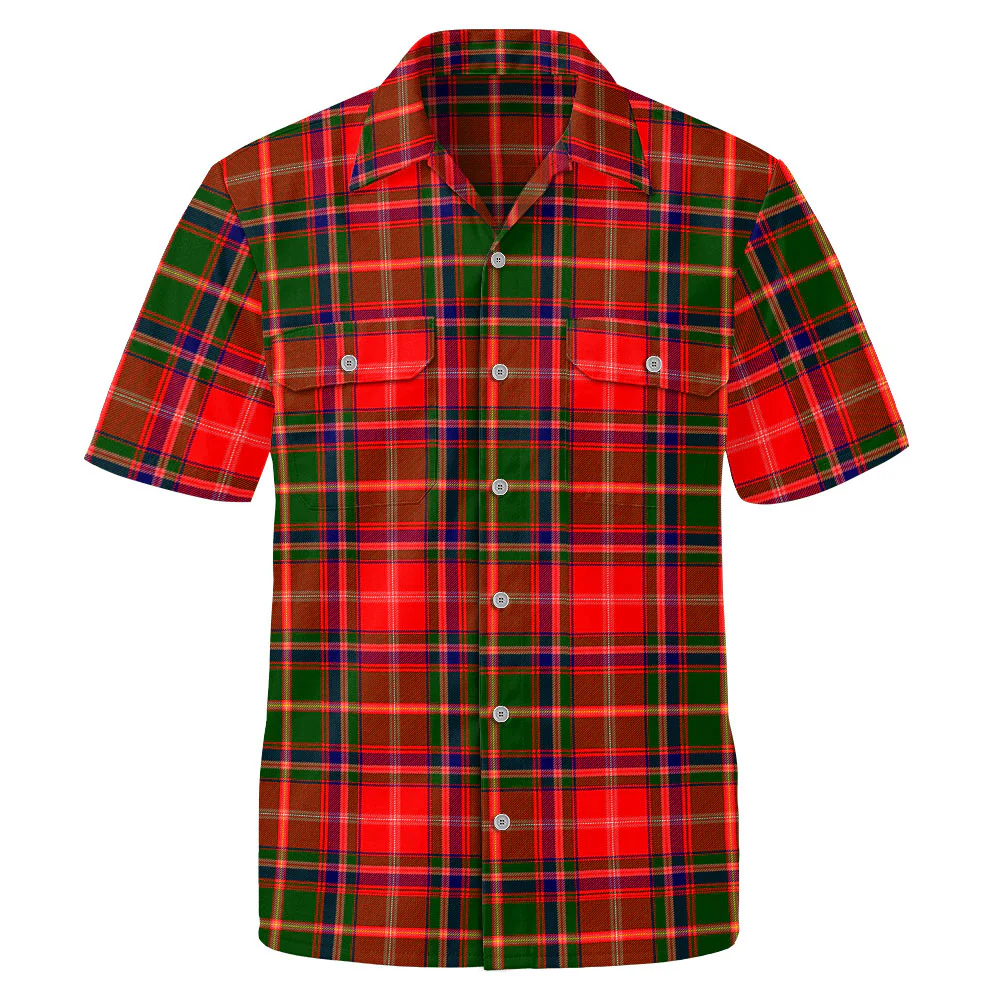 Scottish Somerville Modern Clan Badge Tartan Short Sleeve Work Shirt