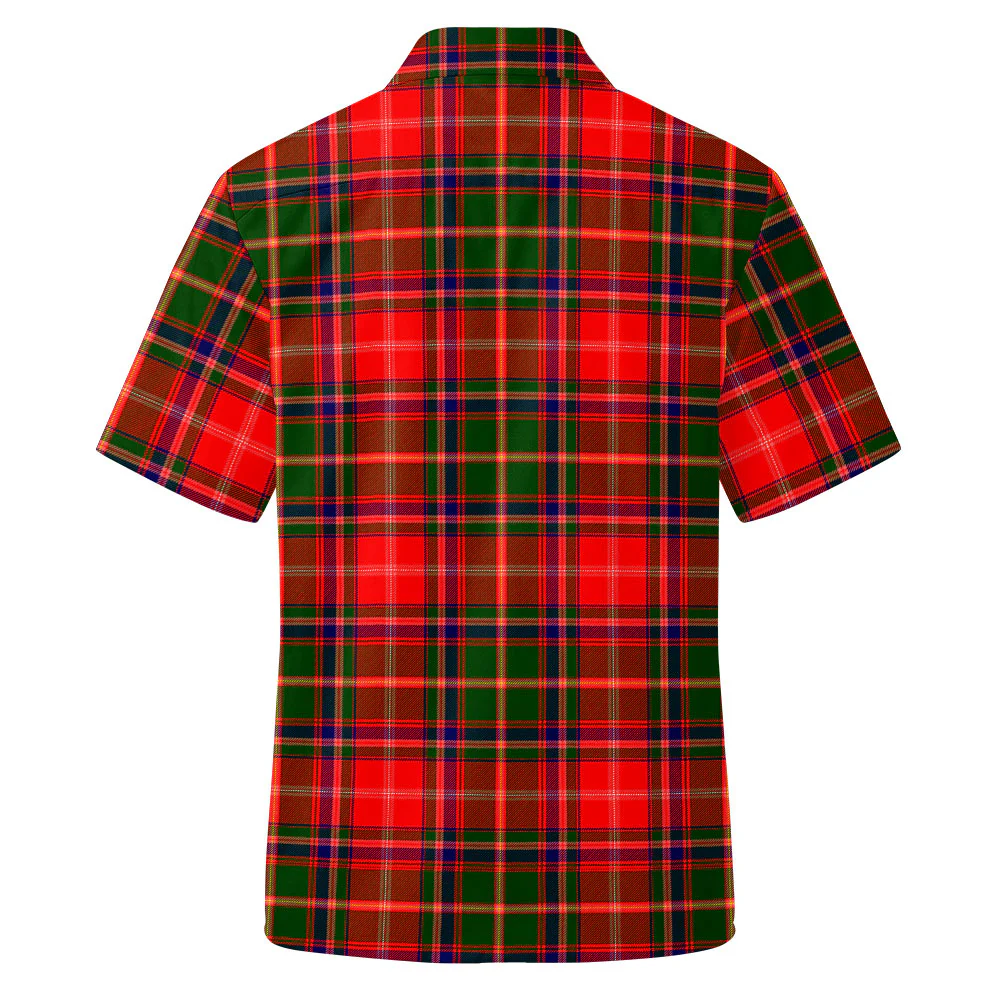 Scottish Somerville Modern Clan Badge Tartan Short Sleeve Work Shirt - Image 3