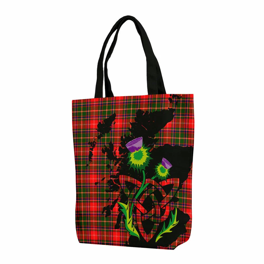 Scottish Somerville Modern Tartan Canvas Bag With Shoulder Strap With Thistle