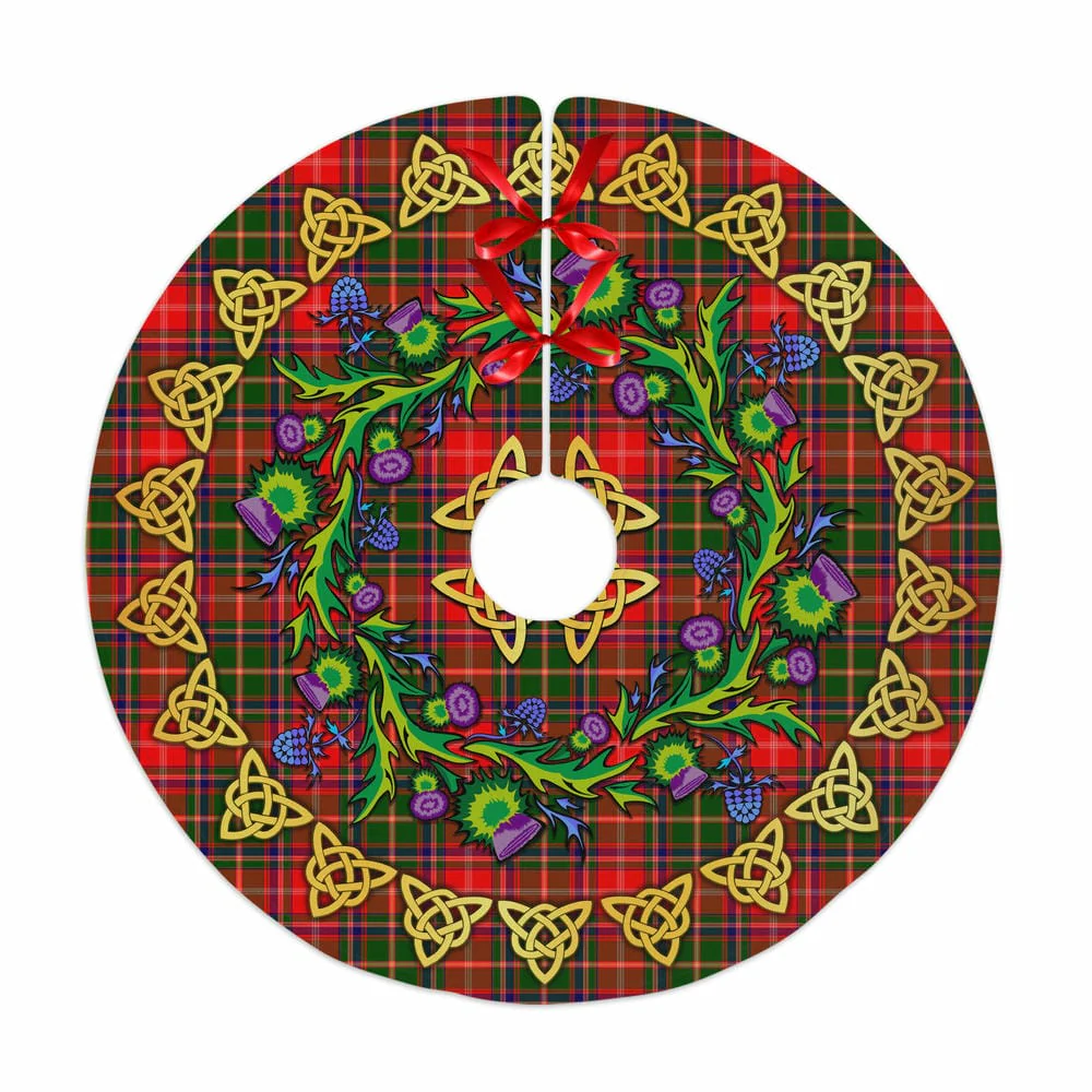 Scottish Somerville Modern Tartan Thistle Celtic Knot Christmas Tree Skirt