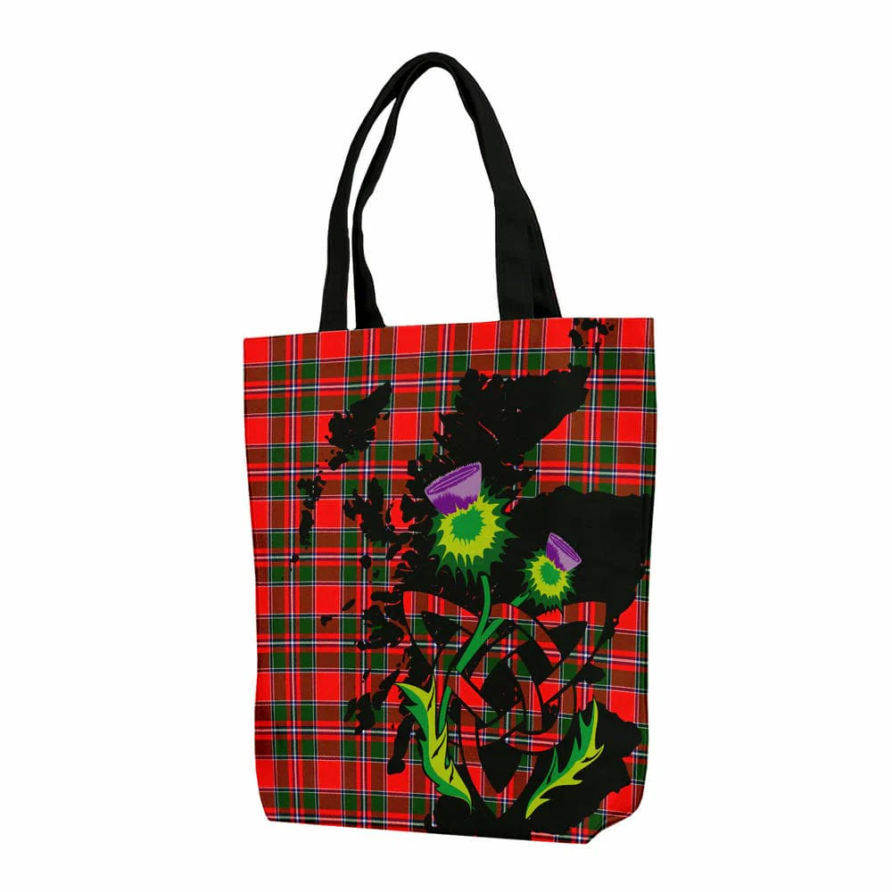Scottish Spens Modern Tartan Canvas Bag With Shoulder Strap With Thistle
