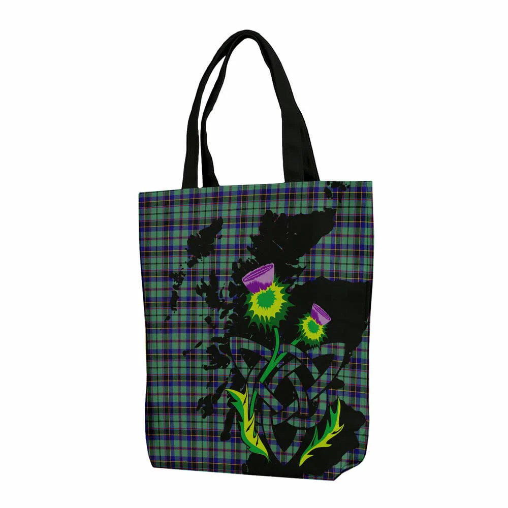 Scottish Stevenson Tartan Canvas Bag With Shoulder Strap With Thistle