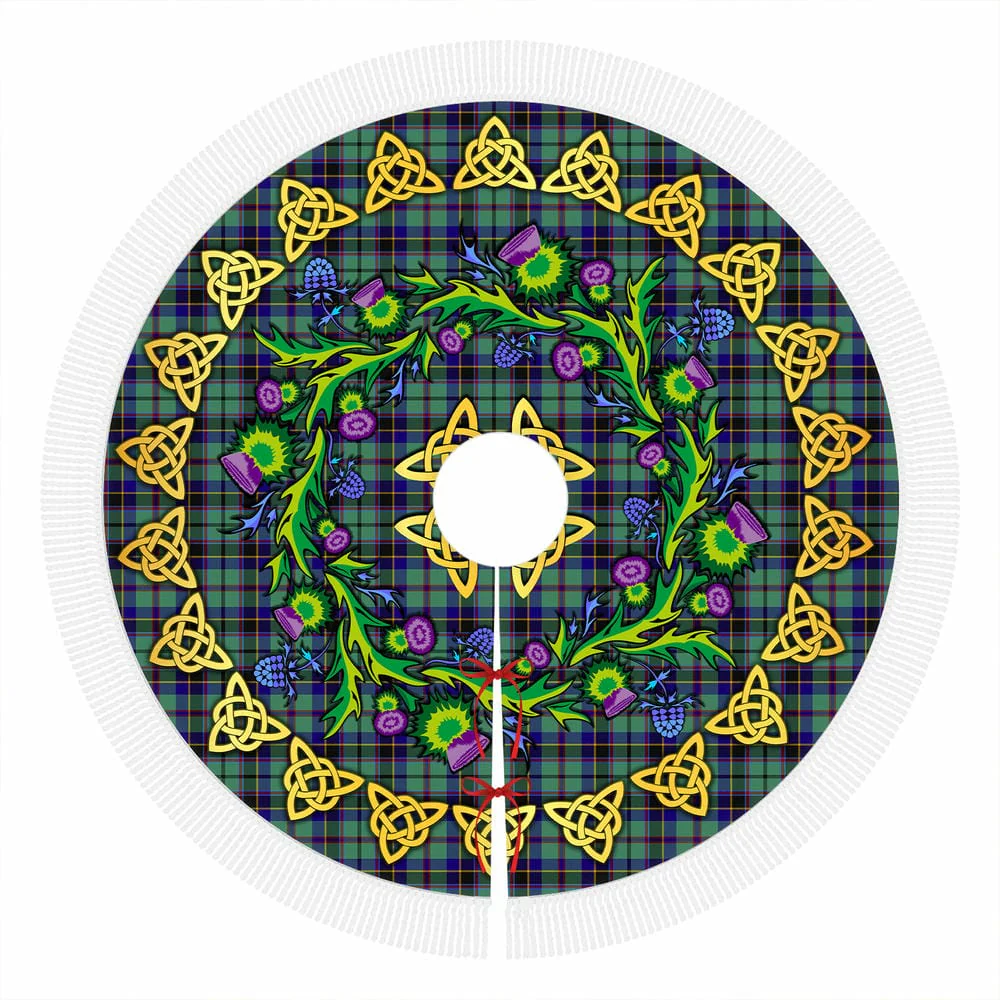 Scottish Stevenson Tartan Thistle Celtic Knot Christmas Tree Skirt - Image 4
