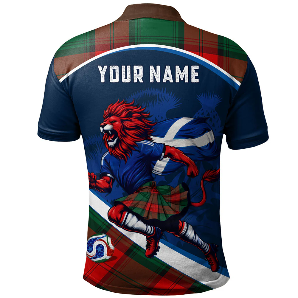 Scottish Stewart Atholl Modern Clan Badge Tartan Polo Shirt Scotland Lion Brave Highland Spirit - Image 2