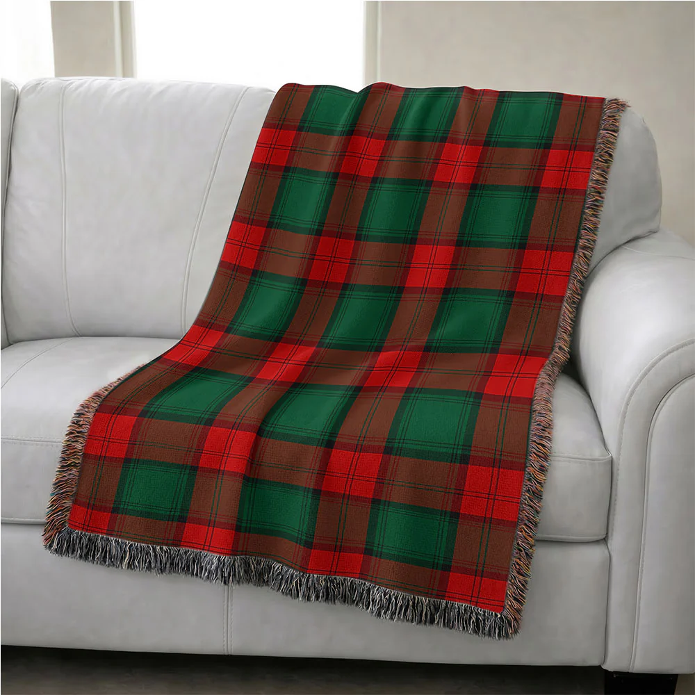 Scottish Stewart Atholl Modern Clan Badge Tartan Woven Blanket - Image 4