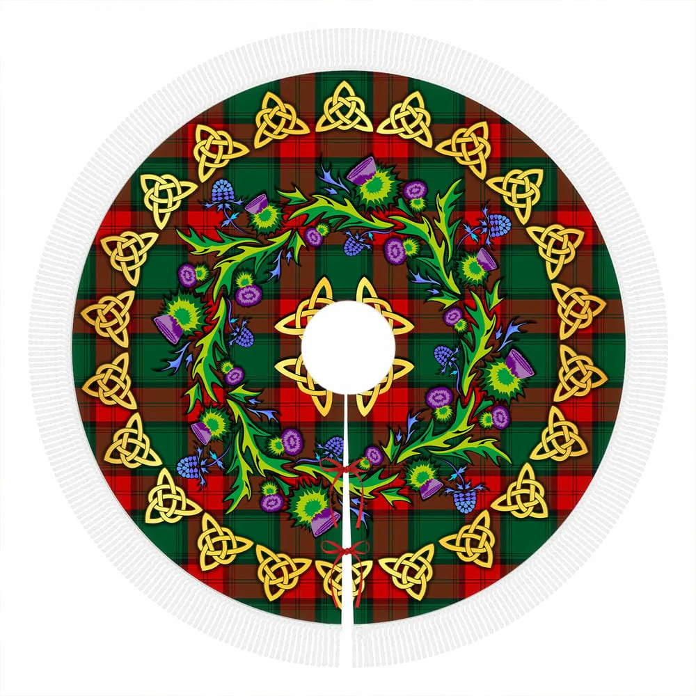 Scottish Stewart Atholl Modern Tartan Thistle Celtic Knot Christmas Tree Skirt - Image 4