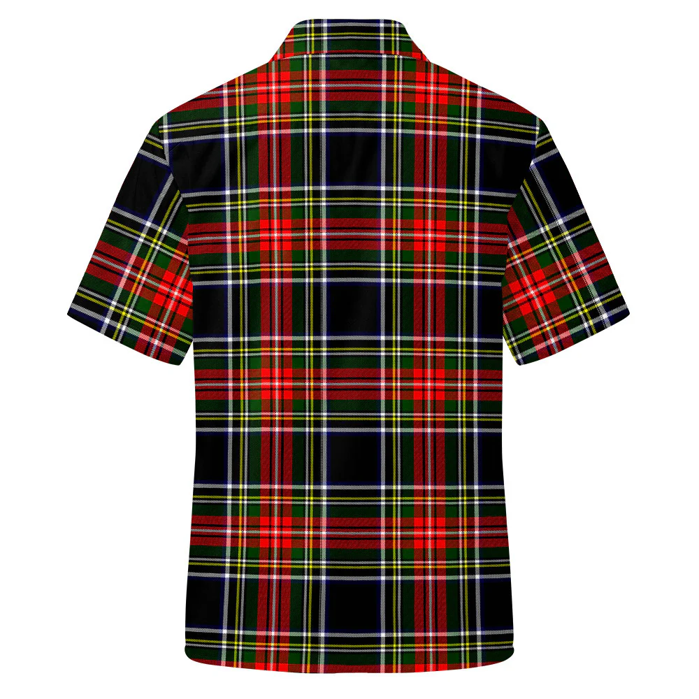 Scottish Stewart Black Clan Badge Tartan Short Sleeve Work Shirt - Image 3