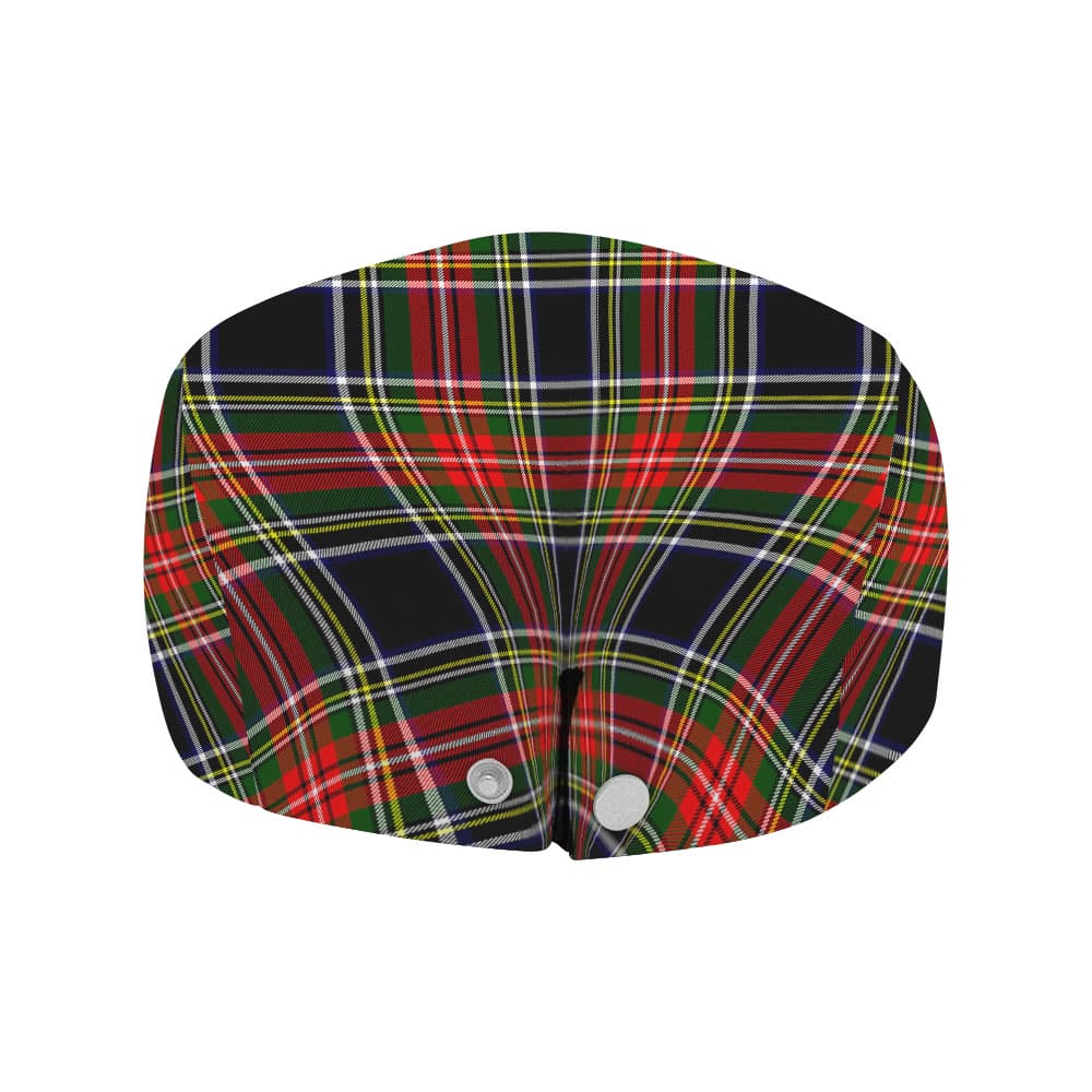 Scottish Stewart Black Tartan Flat Cap - Image 4