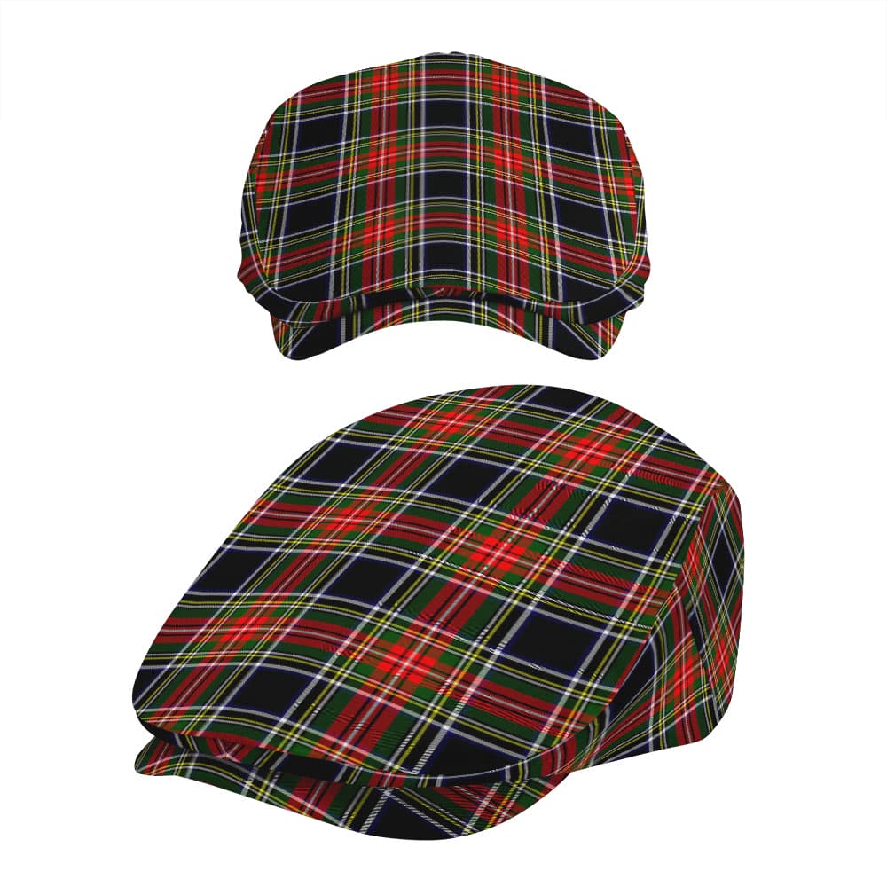 Scottish Stewart Black Tartan Flat Cap - Image 5