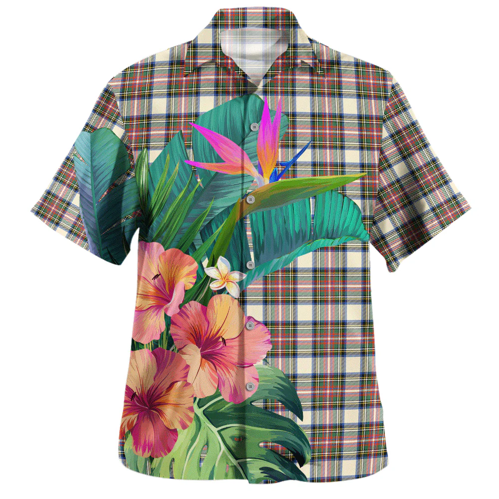 Scottish Stewart Dress Ancient Clan Badge Tartan Hawaiian Shirt Bouquet Tropical Style - Image 2