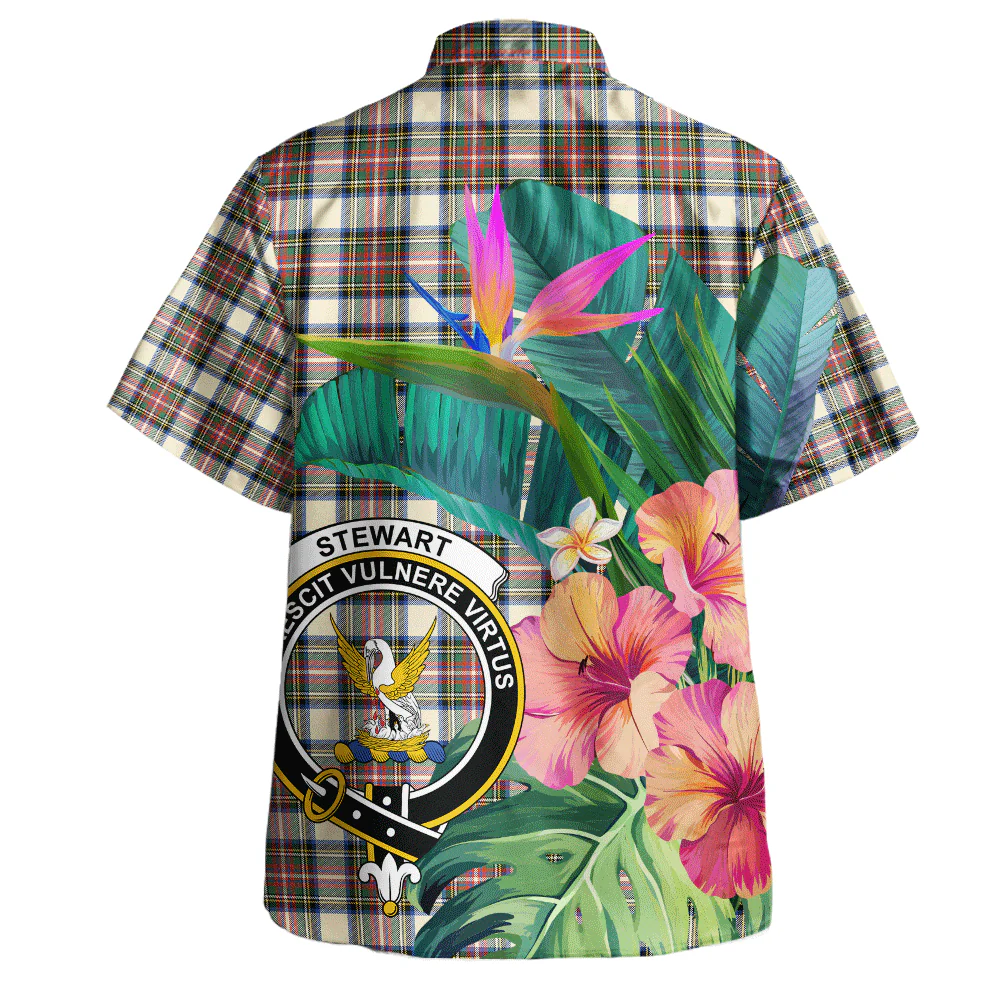 Scottish Stewart Dress Ancient Clan Badge Tartan Hawaiian Shirt Bouquet Tropical Style - Image 3