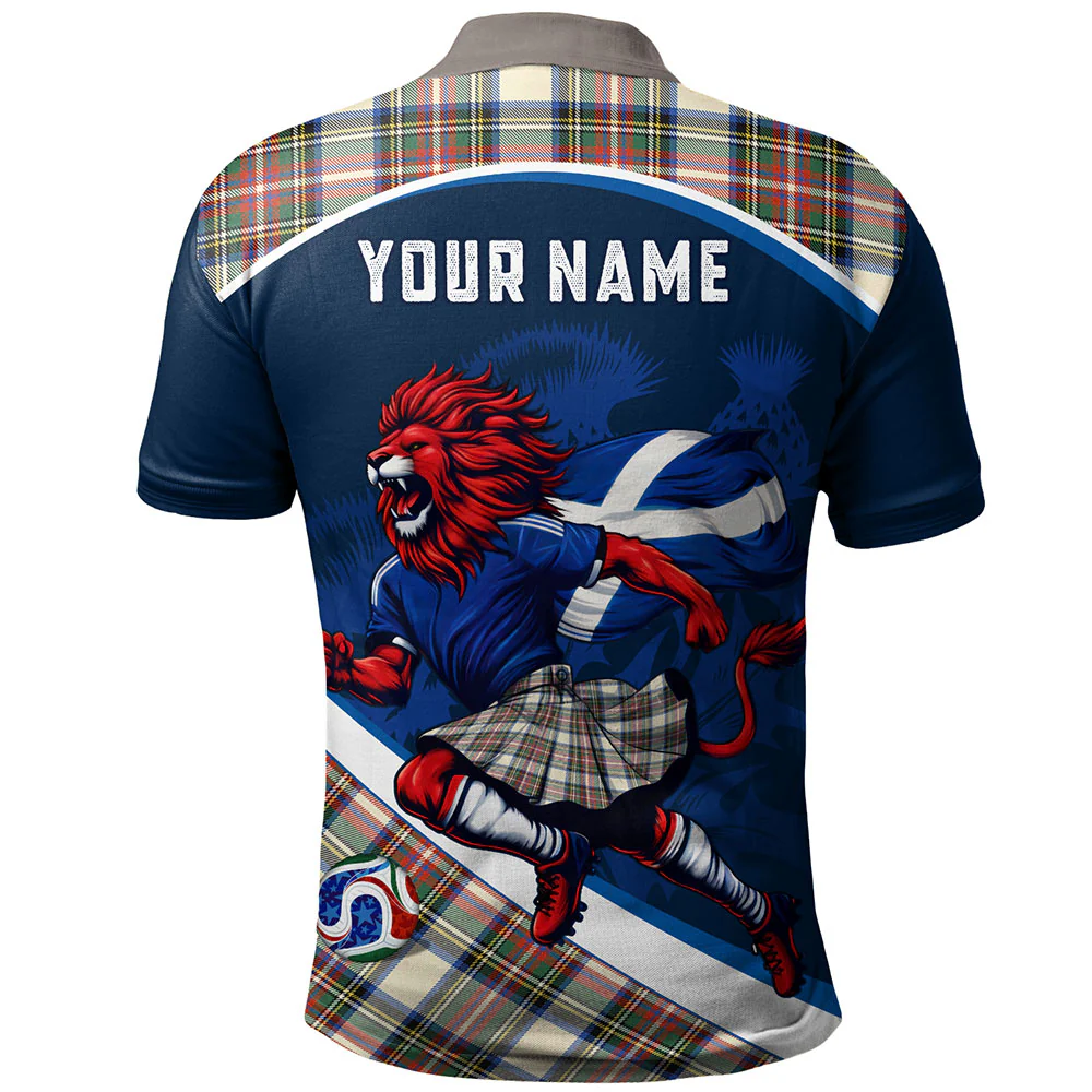 Scottish Stewart Dress Ancient Clan Badge Tartan Polo Shirt Scotland Lion Brave Highland Spirit - Image 2