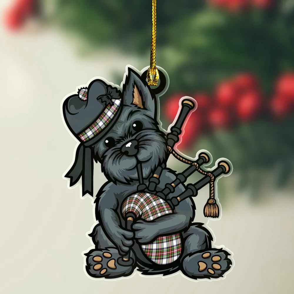 Scottish Stewart Dress Modern Tartan Ornament Scottish Terrier Plays The Bagpipes