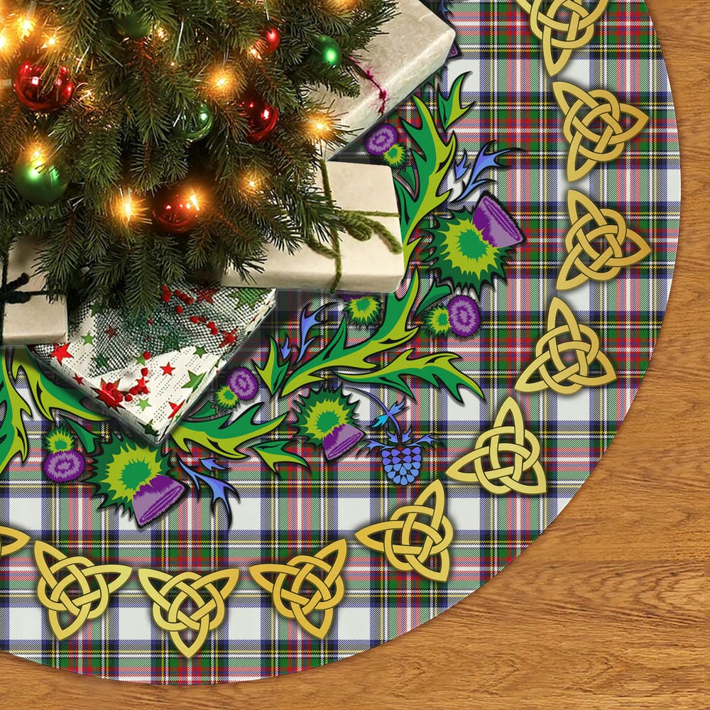 Scottish Stewart Dress Modern Tartan Thistle Celtic Knot Christmas Tree Skirt - Image 2