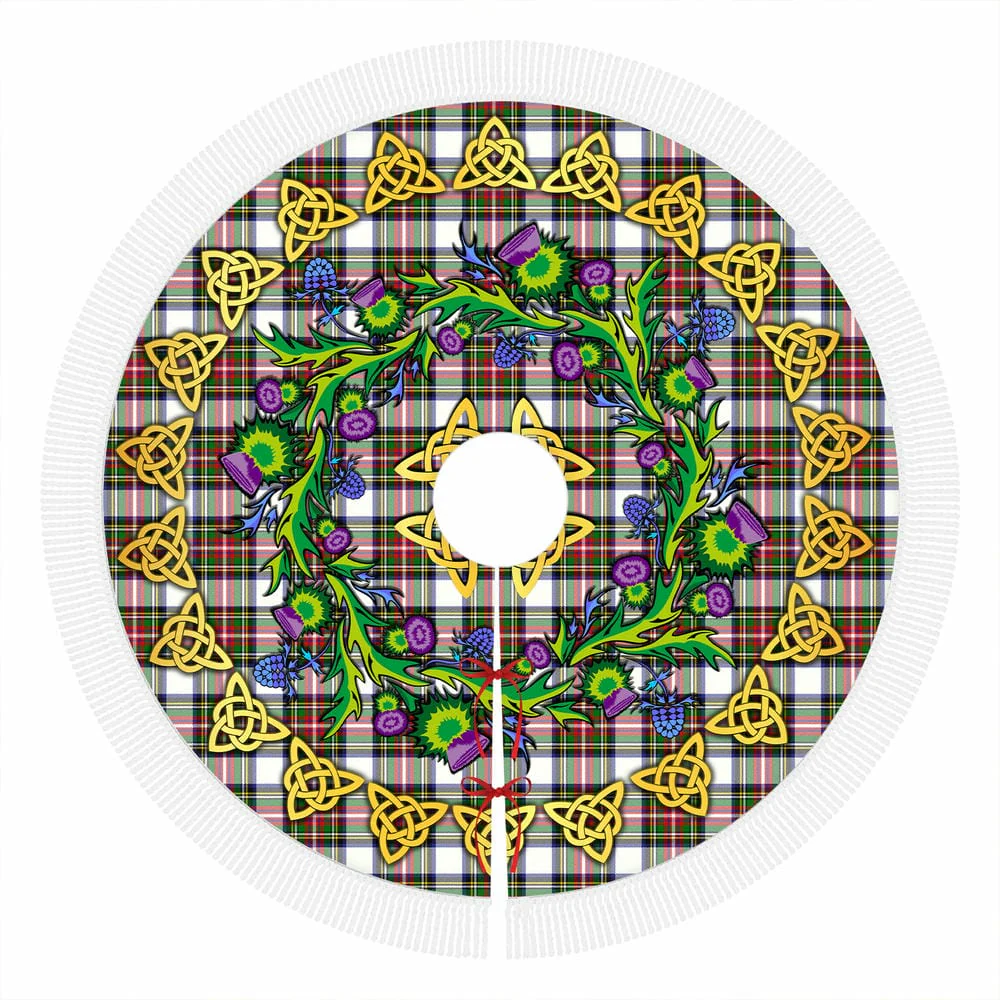 Scottish Stewart Dress Modern Tartan Thistle Celtic Knot Christmas Tree Skirt - Image 4