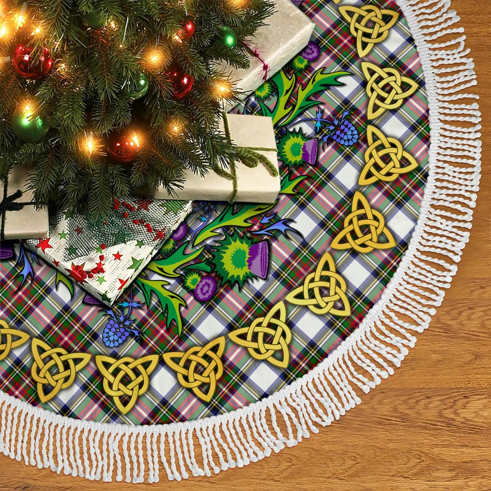 Scottish Stewart Dress Modern Tartan Thistle Celtic Knot Christmas Tree Skirt - Image 5