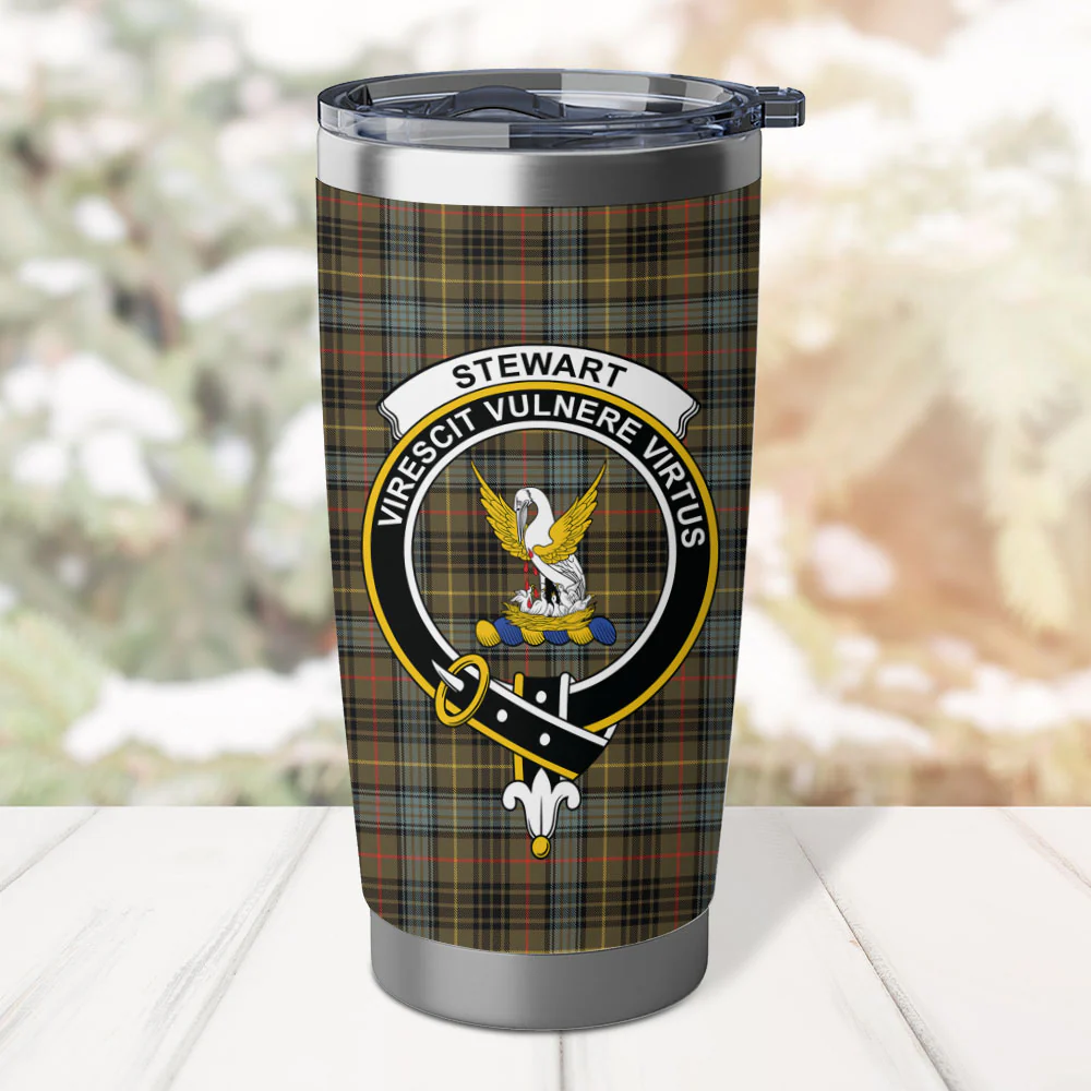 Scottish Stewart Hunting Weathered Clan Badge Tartan Tumbler - Image 2