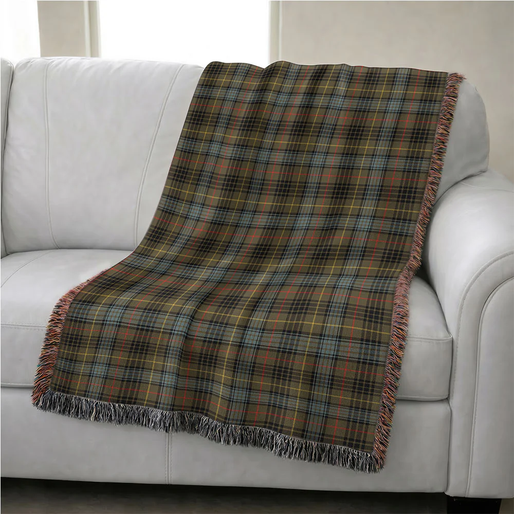 Scottish Stewart Hunting Weathered Clan Badge Tartan Woven Blanket - Image 4