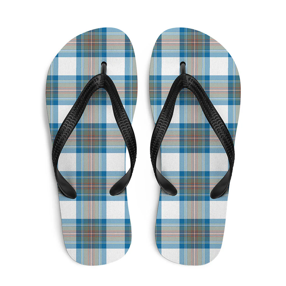 Scottish Stewart Muted Blue Clan Badge Tartan Flip Flops