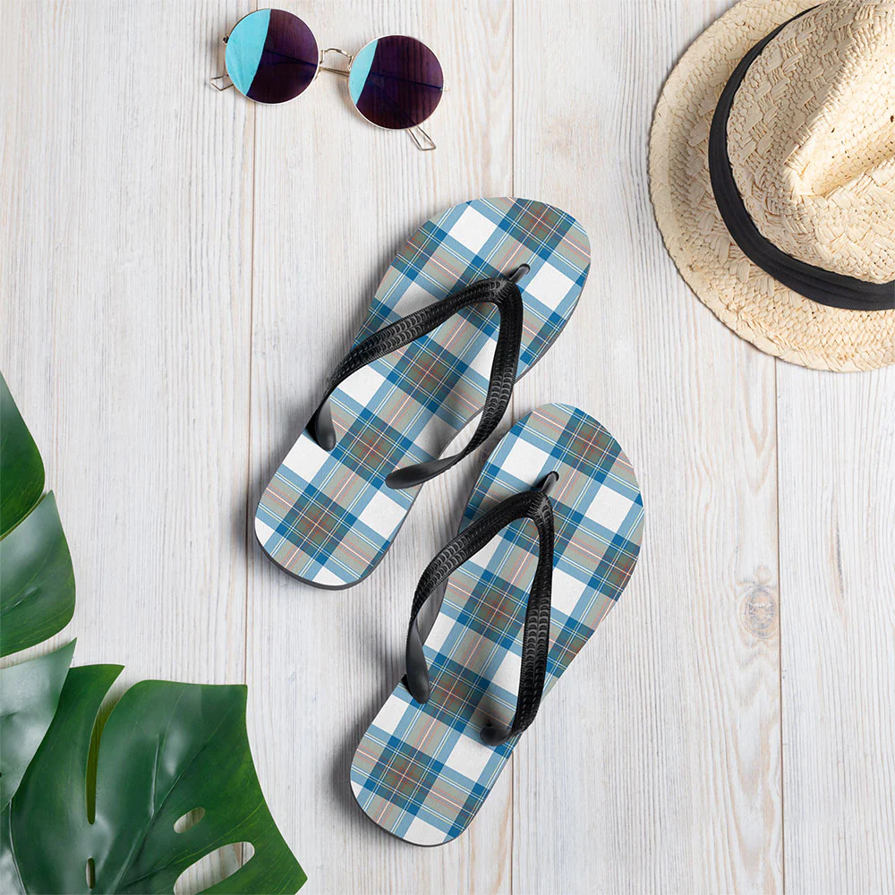 Scottish Stewart Muted Blue Clan Badge Tartan Flip Flops - Image 2