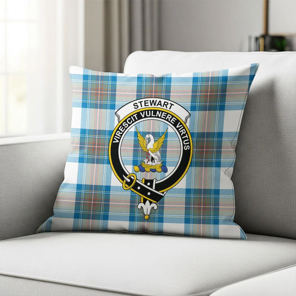 Scottish Stewart Muted Blue Clan Badge Tartan Pillow Case - Image 2