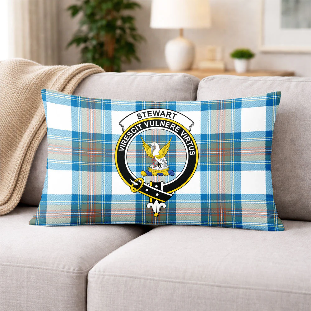 Scottish Stewart Muted Blue Clan Badge Tartan Pillow Case - Image 3