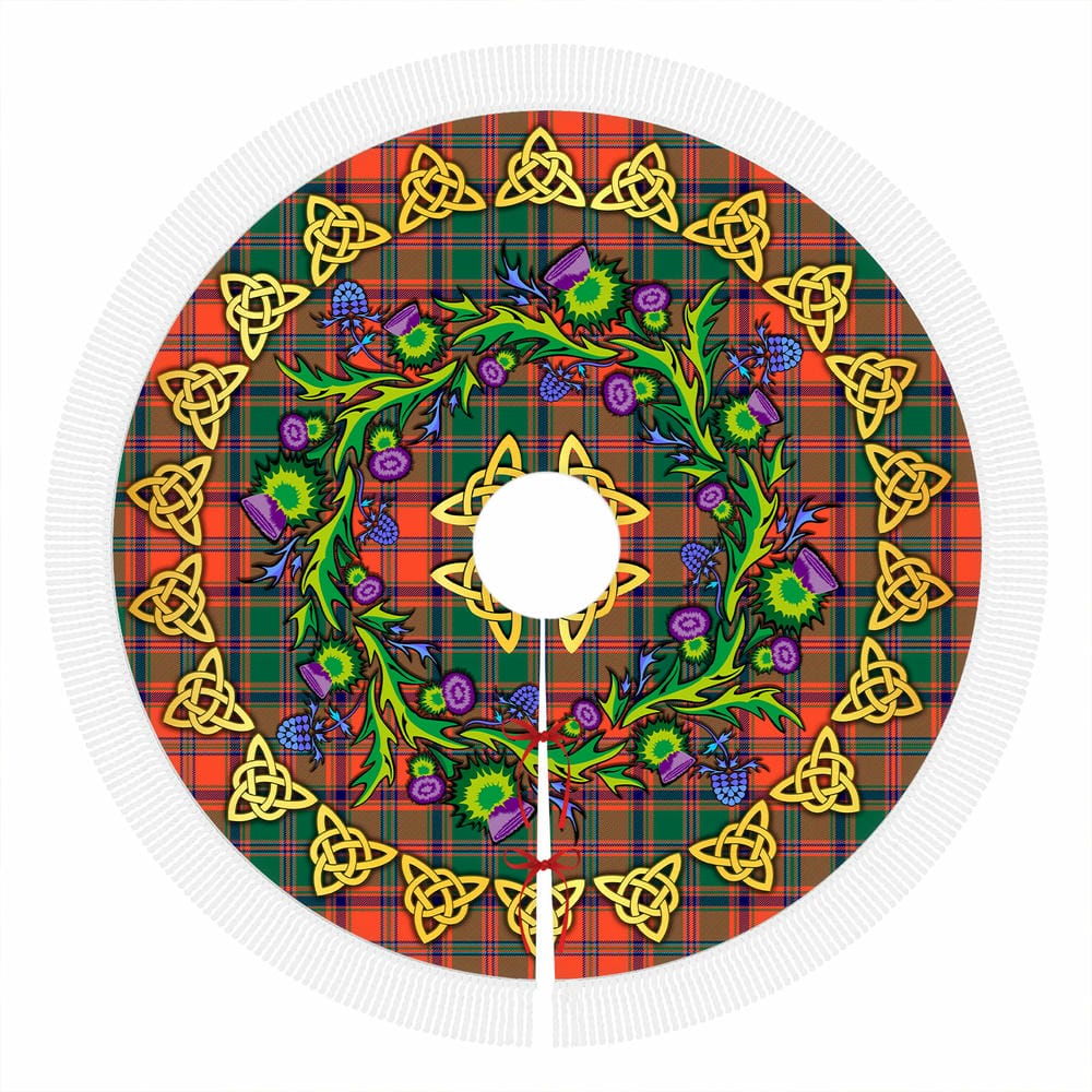 Scottish Stewart of Appin Ancient Tartan Thistle Celtic Knot Christmas Tree Skirt - Image 4