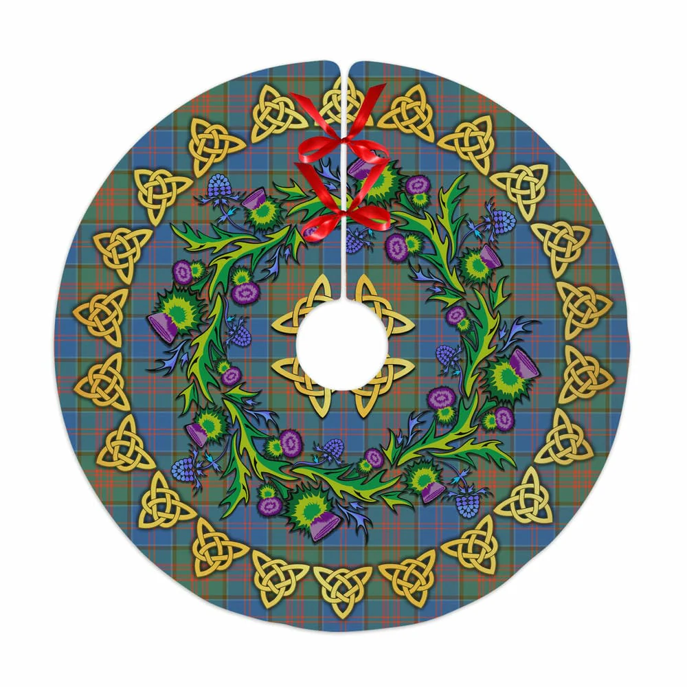 Scottish Stewart of Appin Hunting Ancient Tartan Thistle Celtic Knot Christmas Tree Skirt