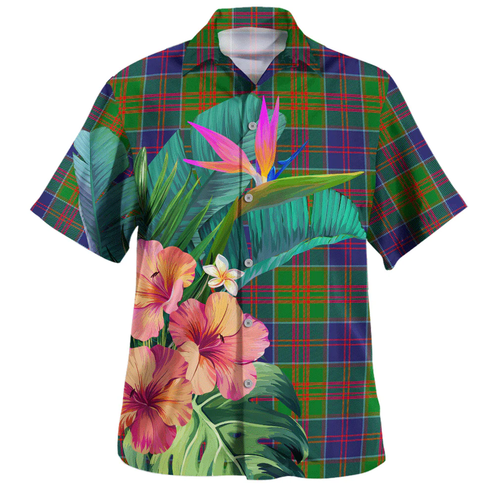 Scottish Stewart of Appin Hunting Modern Clan Badge Tartan Hawaiian Shirt Bouquet Tropical Style - Image 2