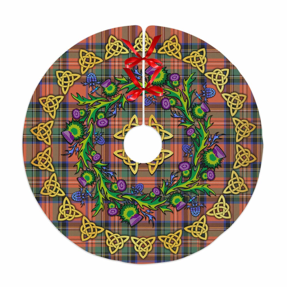 Scottish Stewart Royal Ancient Tartan Thistle Celtic Knot Christmas Tree Skirt